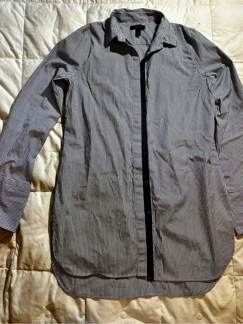 J. Crew Endless Blue White Stripe Button Front Shirt Blouse Size 4